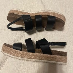 black platform sandals size 11